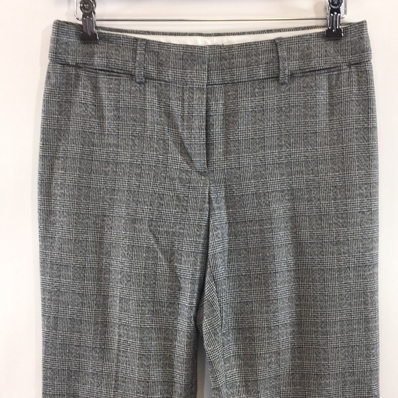 LOFT Black‎ Gray Houndstooth Plaid Marisa Trouser Pants Womens 8 Bootcut Career - Picture 2 of 11